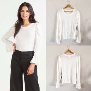 Nation LTD Penny Tee with Flounce Cuff in Off-White size medium NWT